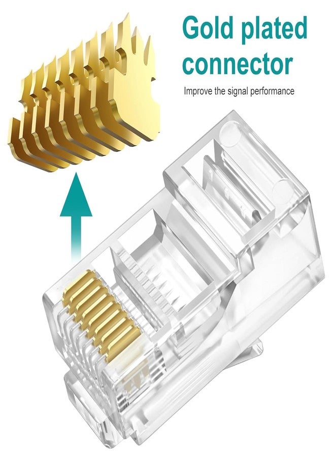 XIKKART UTP RJ45 Connectors, Cat6 RJ45 Pass Through Plugs 10-Pcs, Cat6 RJ45 Plugs with 10-Pcs Strain Relief Boots for Solid or Standard Ethernet Cables, Transparent - Image 5